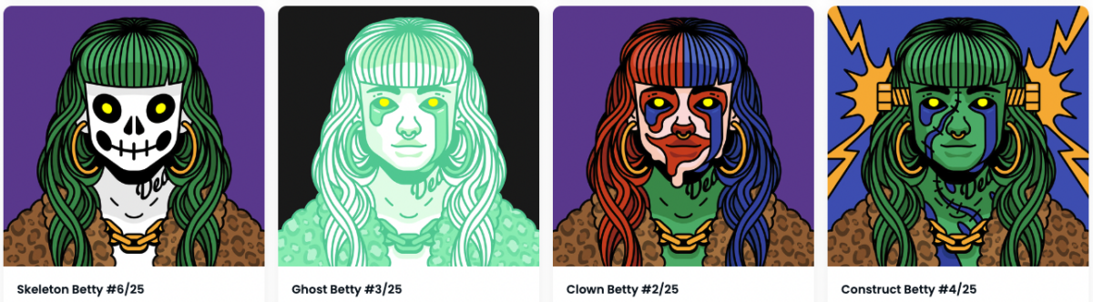 Digital illustrations of a woman depicted as various horror pop culture icons.