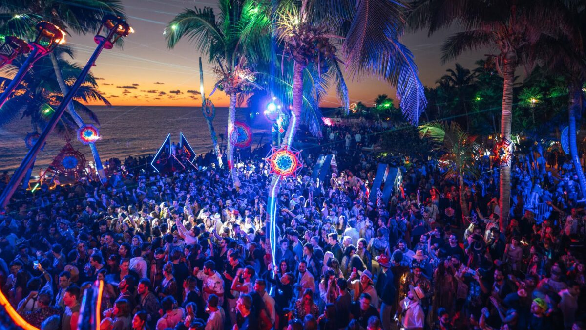 The crowd at Mayan Warrior's Tulum event in 2020