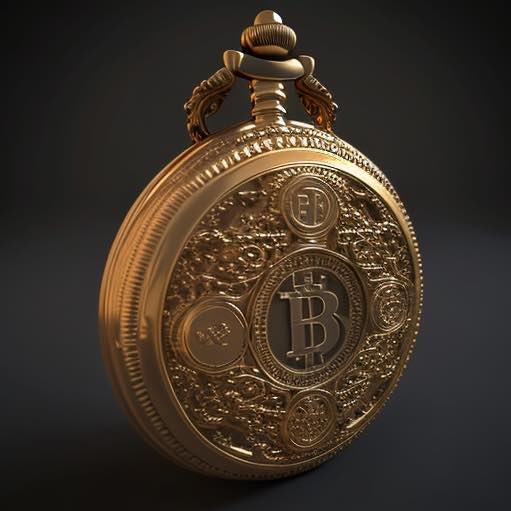 A Gold Pocketwatch With Bitcoin Logo