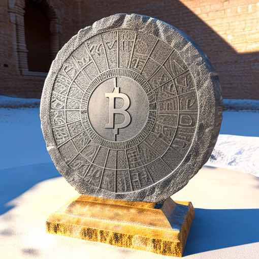 Bitcoin Logo On A Mayan-Esque Calendar