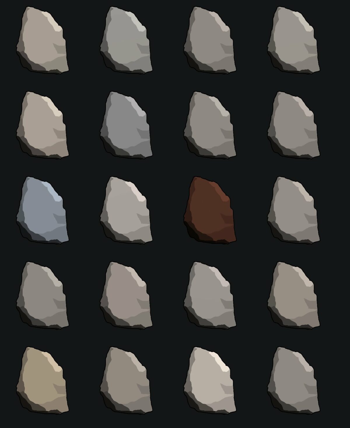Rocks in different shades of grey and brown