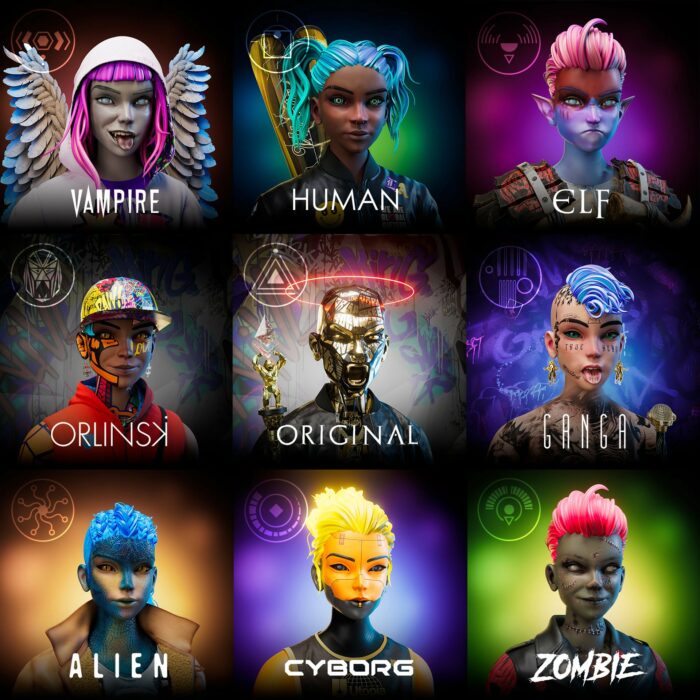 Different variants of Utopia Avatars NFTs