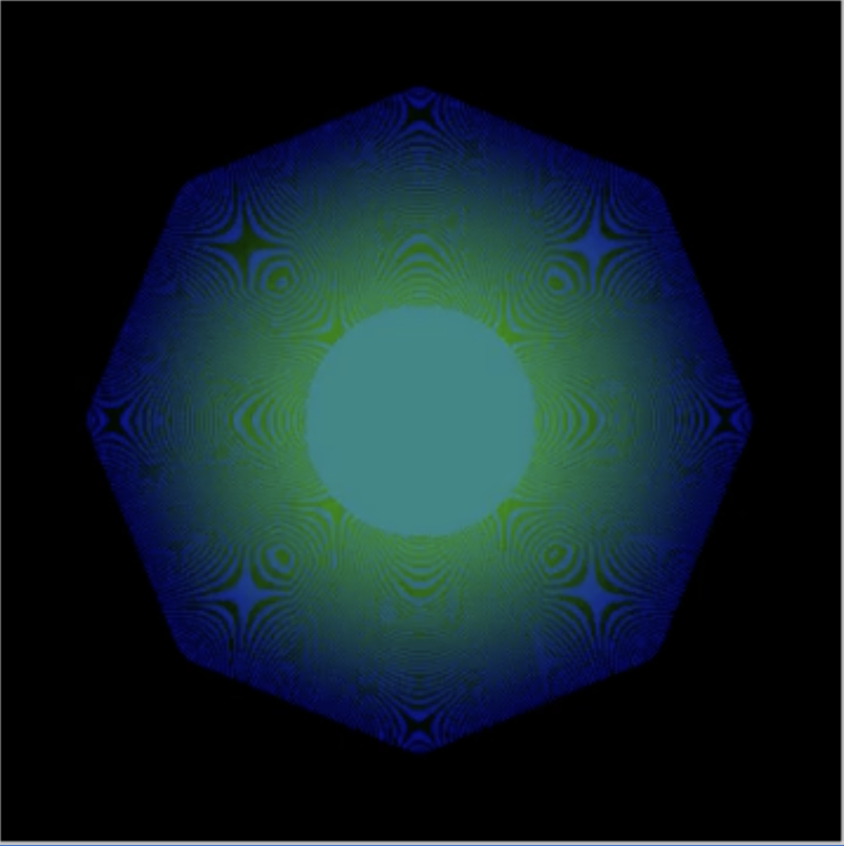 A still of the Quantum NFT, a pixelated blue-green dot.