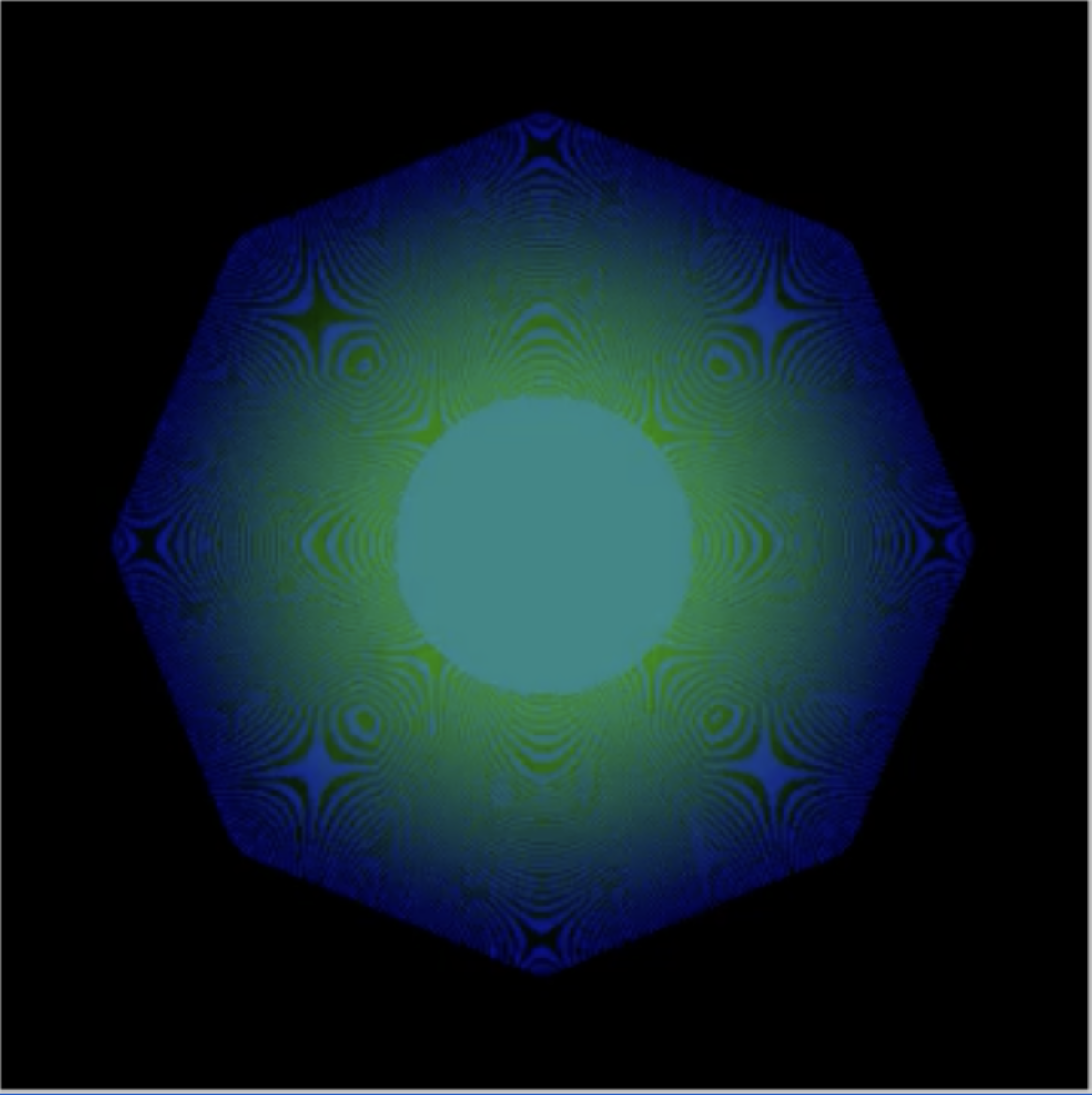 A still image of the Quantum NFT, a pixelated blue-green dot.