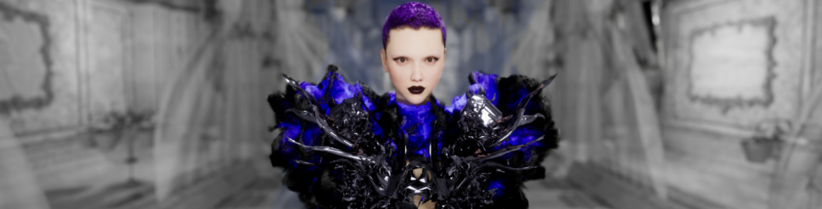 An Image Showing A Model With Purple Hair