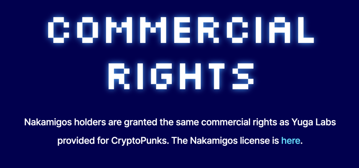 White pixelated text on dark blue background that reads "Commercial Rights".