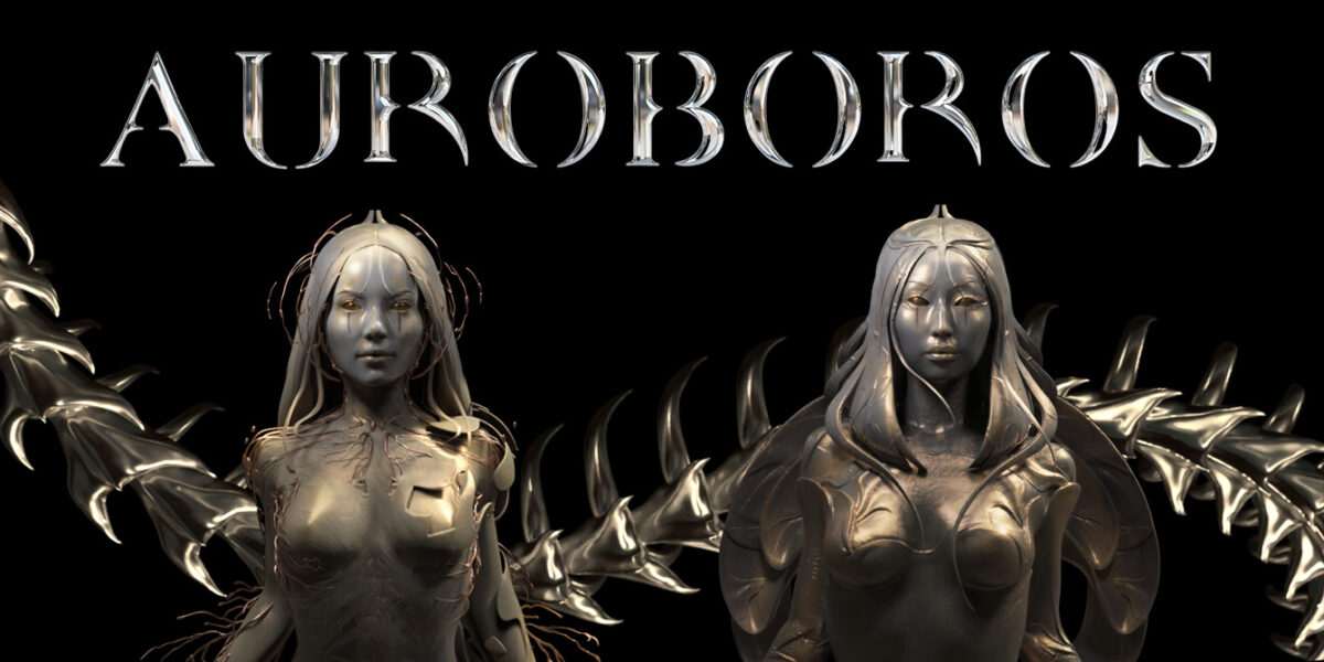 Auroboros text on top with two virtual creatures