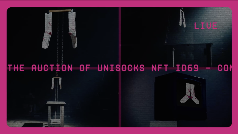 A logo and digital image of unisocks NFTs