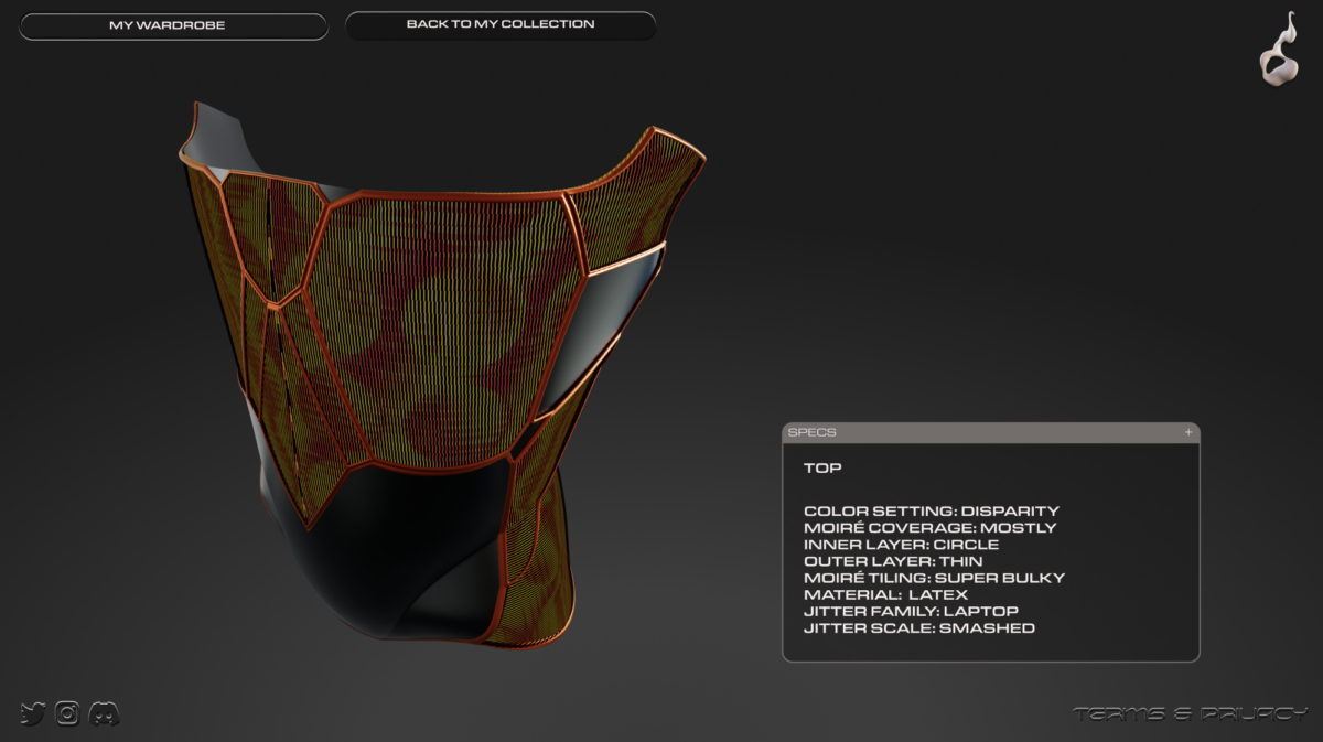 Garment focus page in the virtual wardrobe