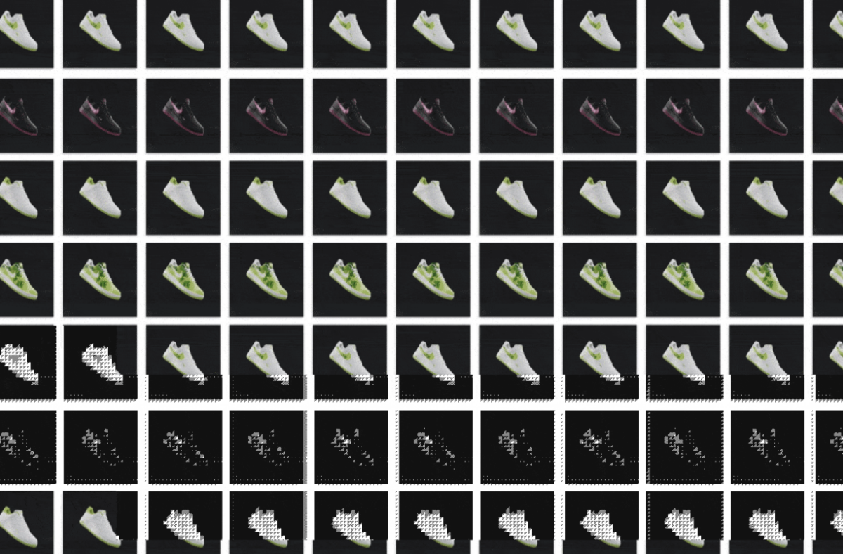 pixelated Nike shoes