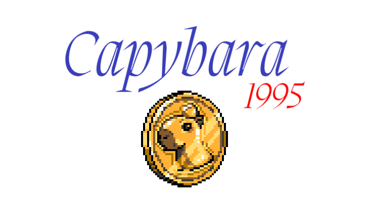 a pixelated capybara coin with the year 1995 above it and the word capybara