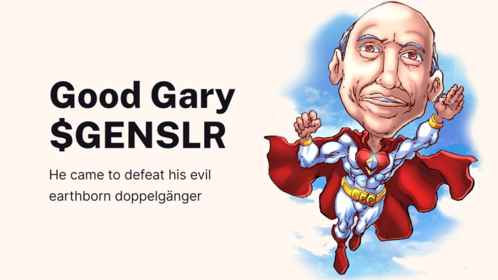 Cartoon of Good Gary Gensler superhero
