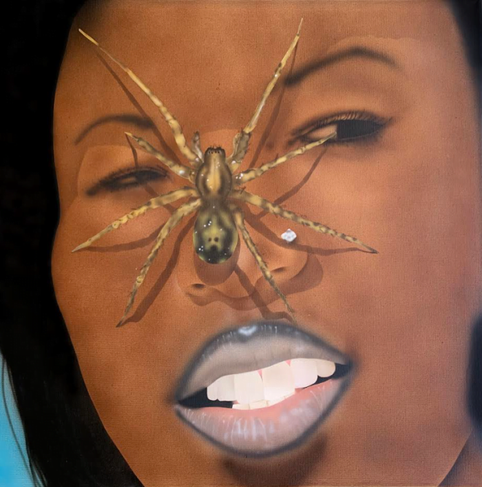 Face with a spider crawling on it